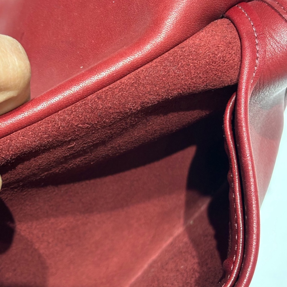 Rare Vintage Coach Red “Hippie Flap” Leather Bag - Picture 10 of 16
